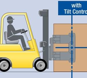Forklift using tilt control to align load.